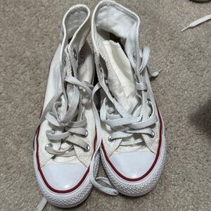 Converse White High-Top Sneakers with Red Trim